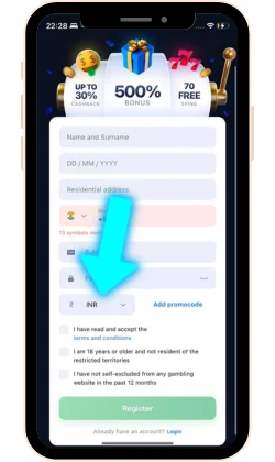 Select account currency
