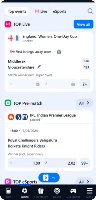 1Win App Homepage
